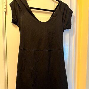 PACT XL Organic Cotton Stretch French Black Helena Crossback Mini Dress Pocket